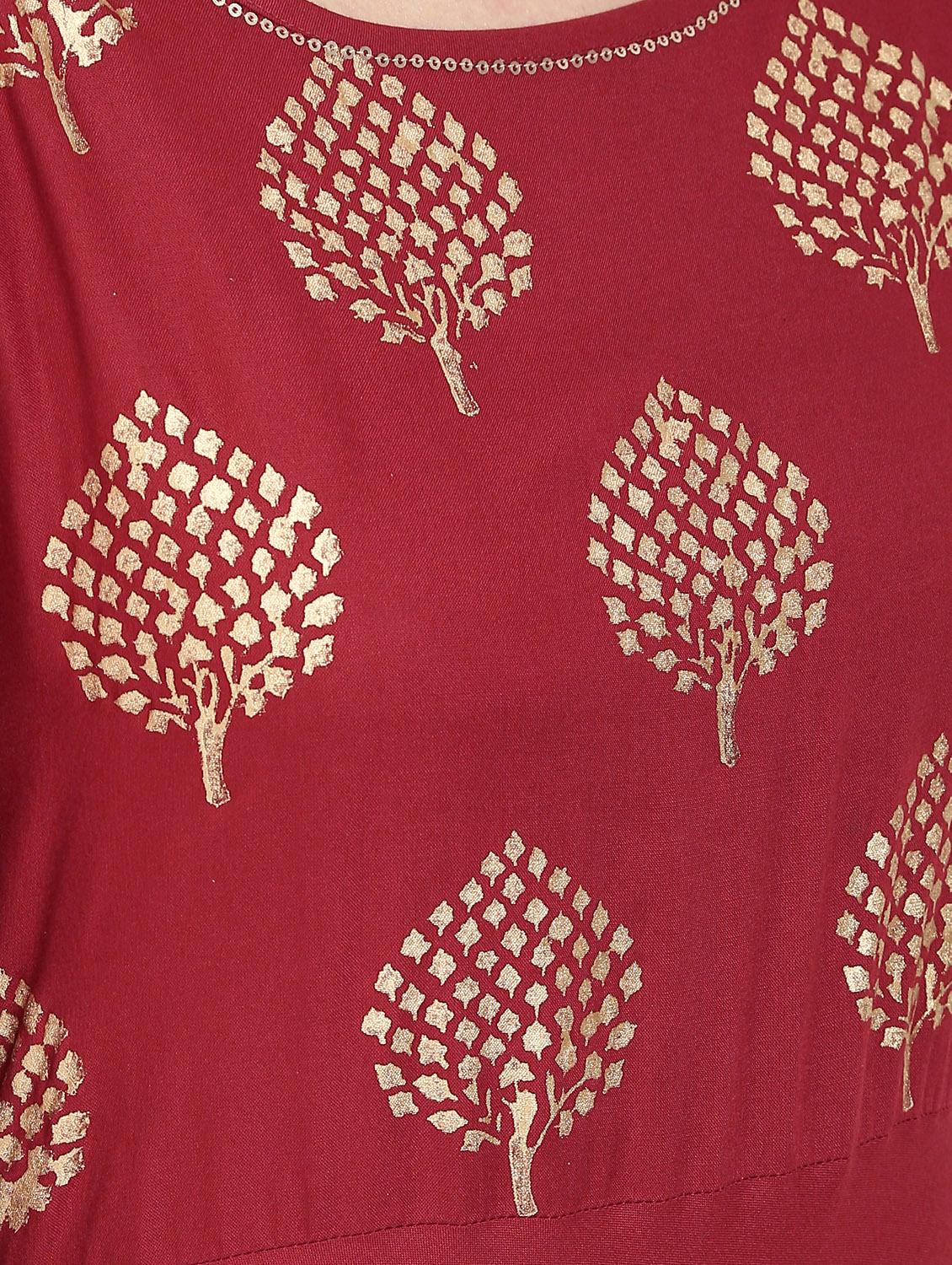 foil printed cowl kurta - 16287698 - Zoom Image - 5