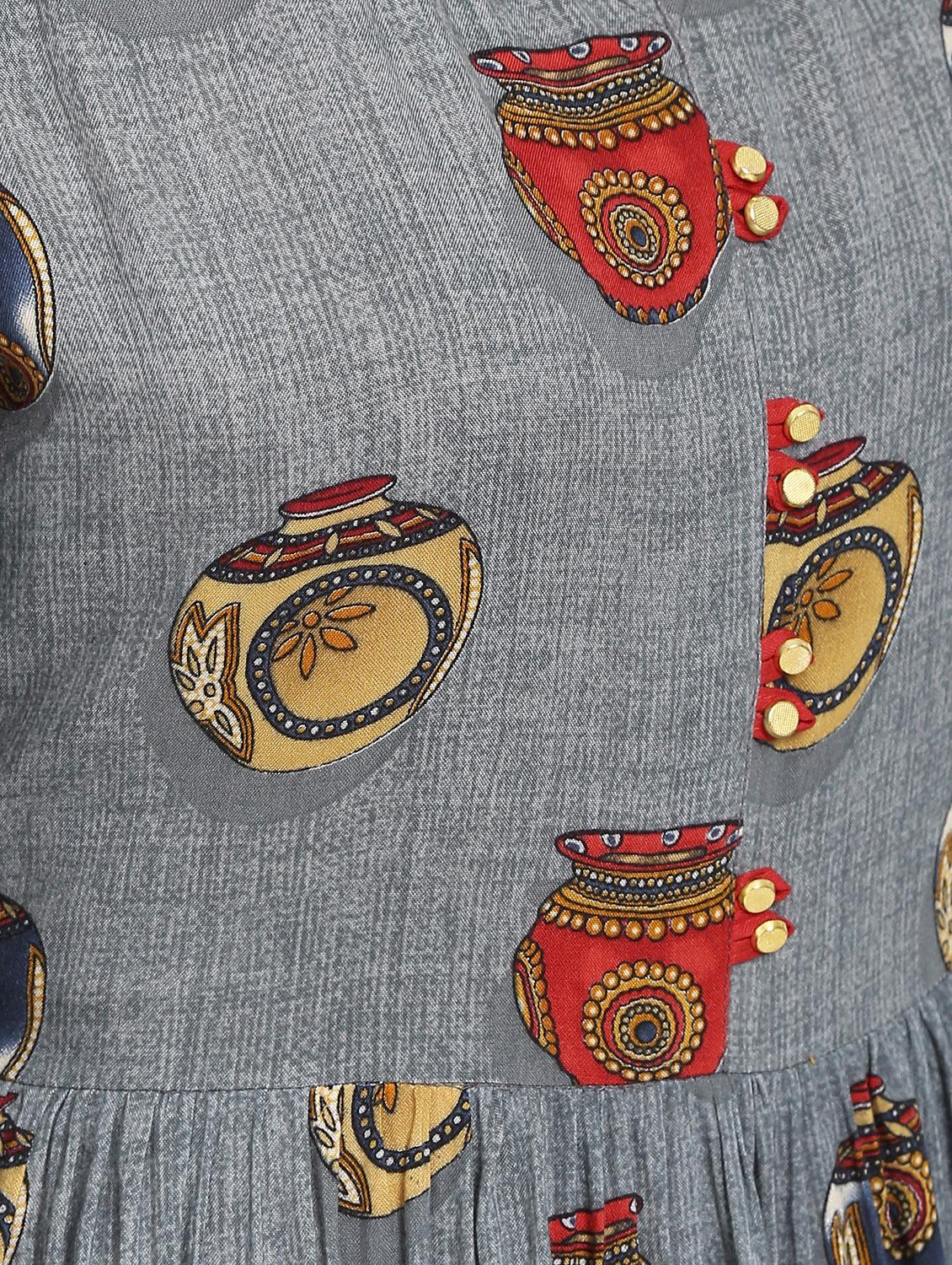 conversational printed layered kurta - 16287702 - Zoom Image - 5