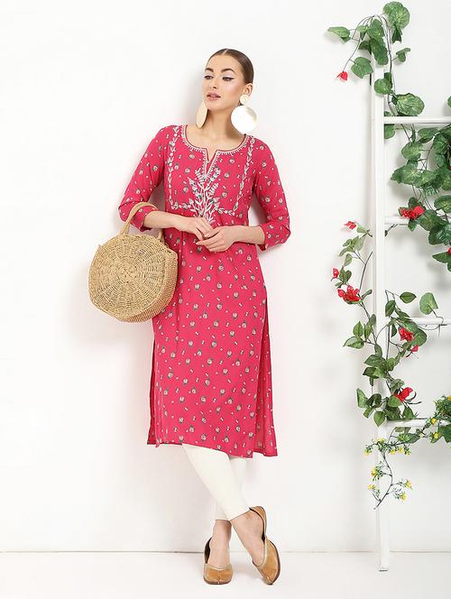 floral printed straight kurta - 16287709 - Standard Image - 1