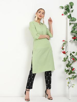 solid straight kurta - 16287722 - Standard Image - 2