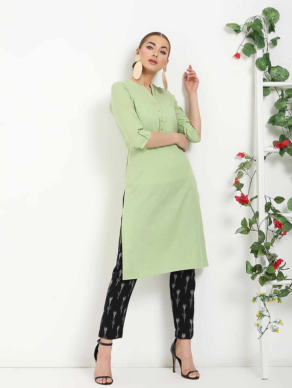 solid straight kurta - 16287722 - Zoom Image - 2