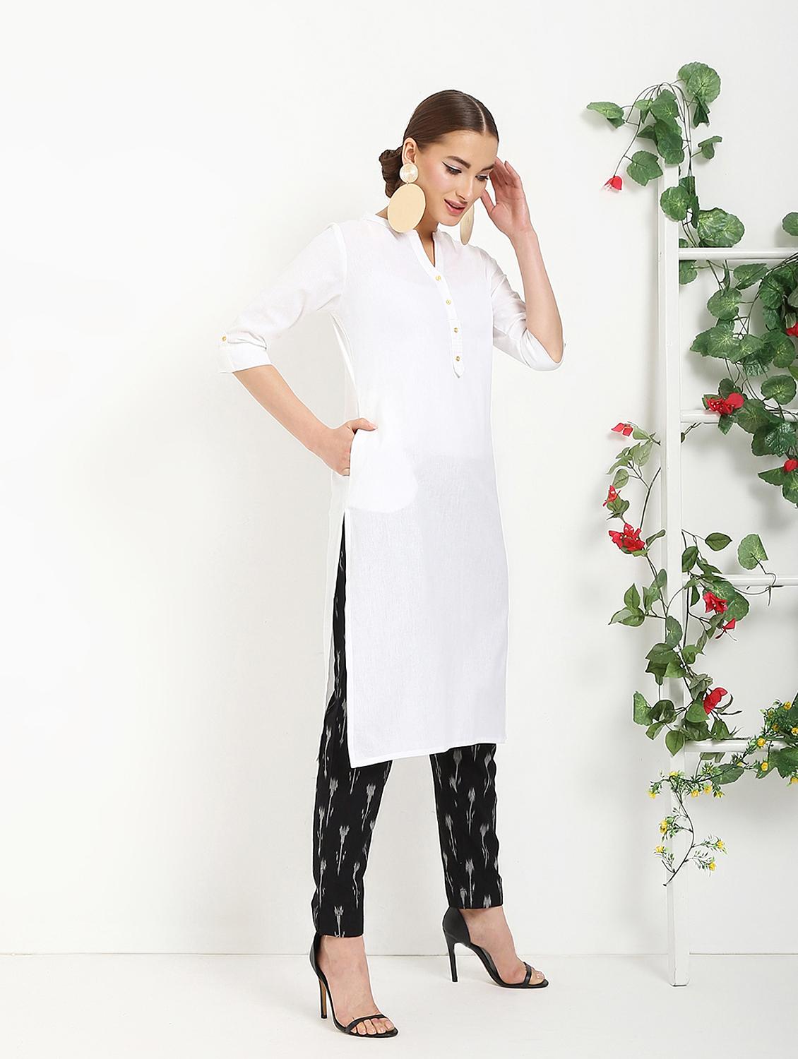 solid straight kurta - 16287724 - Zoom Image - 2