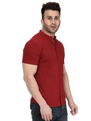 red solid casual shirt - 16289177 - Standard Image - 2