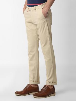 beige solid chinos - 16289272 - Standard Image - 2