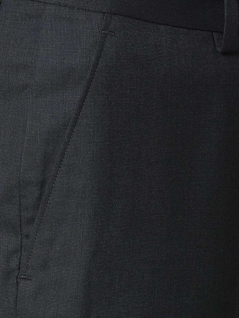 navy blue textured flat front formal trouser - 16289287 - Zoom Image - 5