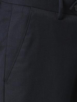 blue solid flat front formal trouser - 16289289 - Standard Image - 5
