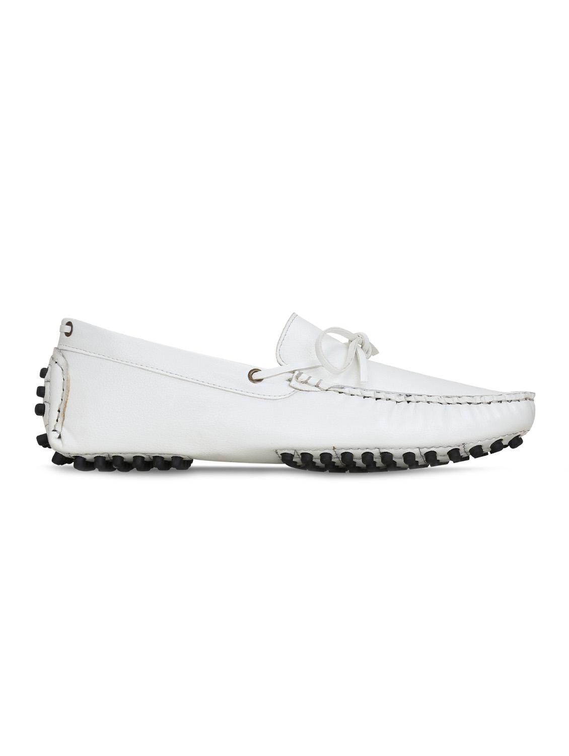 white leatherette slip on loafers - 16290162 - Zoom Image - 2
