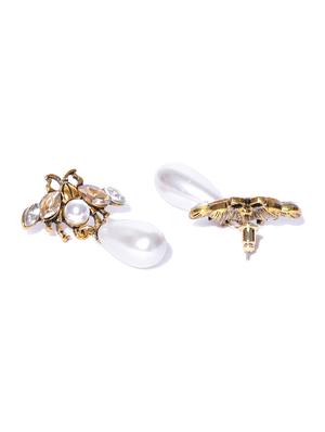 gold brass drop earring - 16290230 - Standard Image - 2
