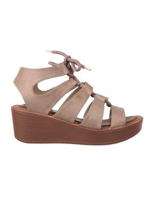beige lace-up wedges - 16290344 - Standard Image - 2