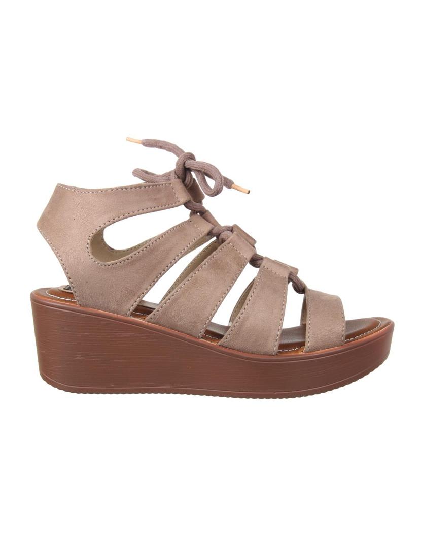 beige lace-up wedges - 16290344 - Zoom Image - 2