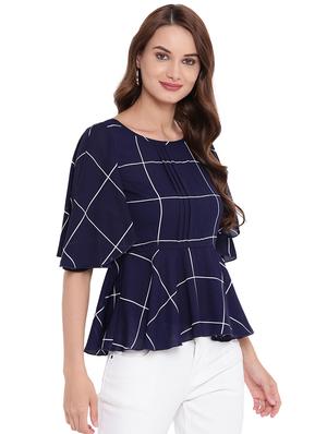 pin tucks checkered peplum top - 16291680 - Standard Image - 2