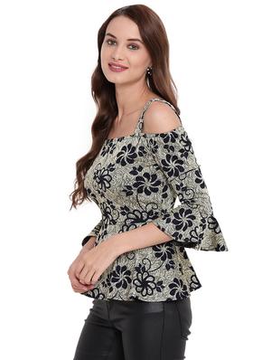 flute sleeved floral peplum top - 16291690 - Standard Image - 2