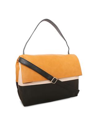 yellow leatherette (pu) regular handbag - 16292182 - Standard Image - 5