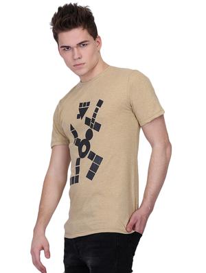 beige chest print t-shirt - 16293189 - Standard Image - 2