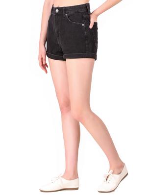 turn up hem denim shorts - 16293431 - Standard Image - 2