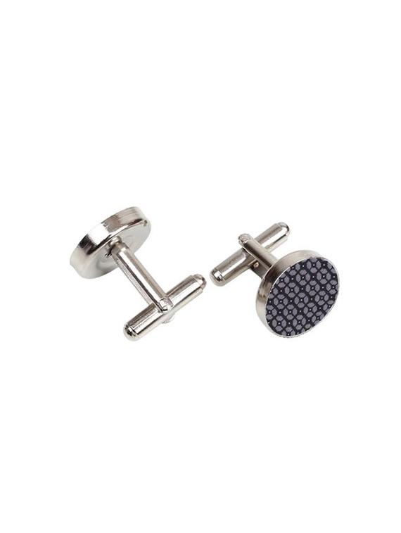 grey microfiber tie, pocket square and cuff links combo - 16293490 - Zoom Image - 2