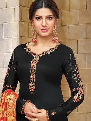 embroidered unstitched churidaar suit - 16293718 - Standard Image - 2
