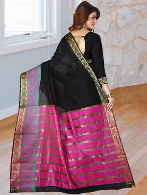 zari border woven saree with blouse - 16293900 - Standard Image - 2