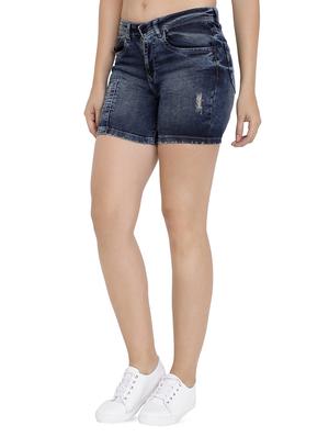 embroidered denim shorts - 16293944 - Standard Image - 2