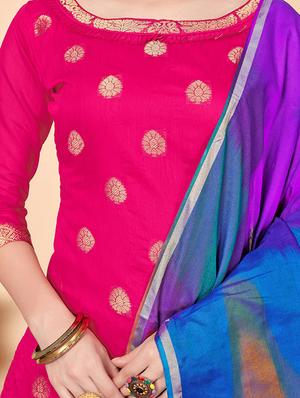 zari motifs unstitched churidaar suit - 16294257 - Standard Image - 2