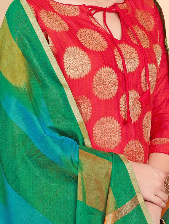 zari motifs unstitched churidaar suit - 16294258 - Zoom Image - 2