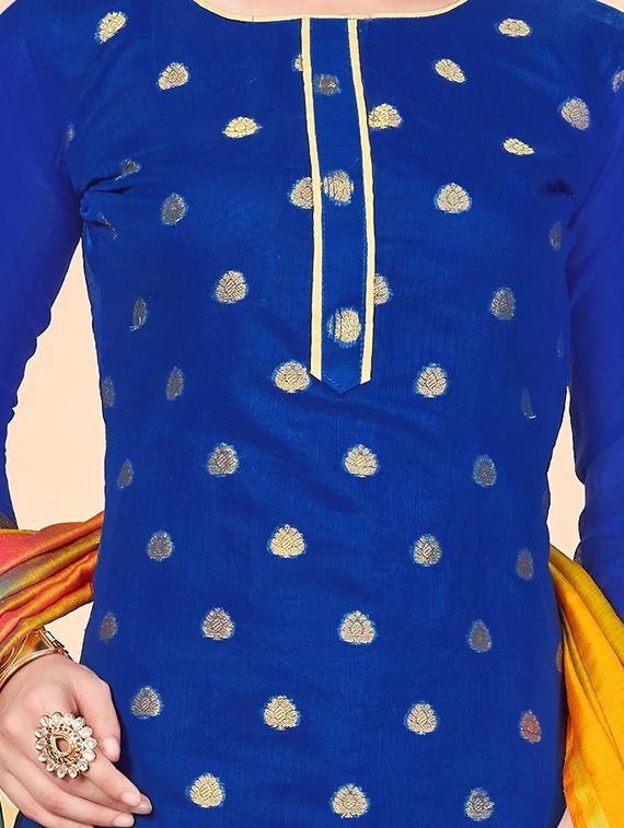 zari motifs unstitched churidaar suit - 16294261 - Zoom Image - 2
