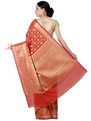 checkered zari motif banarasi saree with blouse - 16295719 - Standard Image - 2
