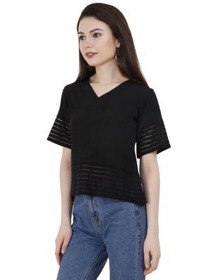 v-neck solid boxy top - 16297106 - Standard Image - 2