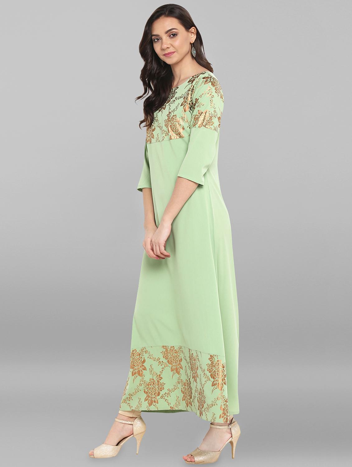 foil printed a-line kurta - 16297898 - Zoom Image - 2