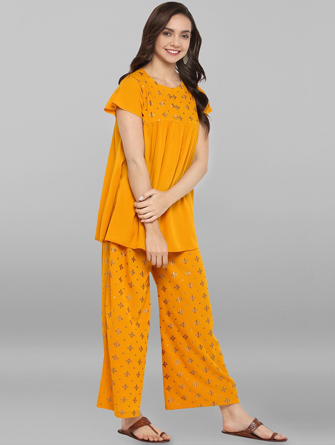 foil printed kurta palazzo set - 16297940 - Zoom Image - 2