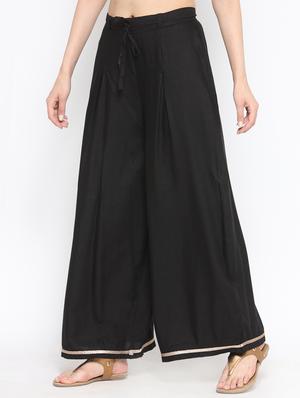 laced hem high rise plazzo - 16298000 - Standard Image - 2