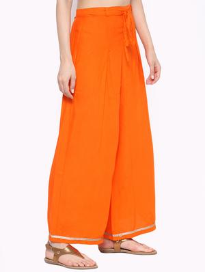laced hem high rise plazzo - 16298003 - Standard Image - 2