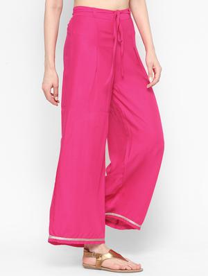 laced hem high rise plazzo - 16298004 - Standard Image - 2