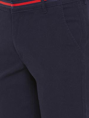 navy blue solid chinos - 16298301 - Standard Image - 5
