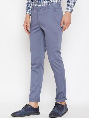 blue solid chinos - 16298306 - Standard Image - 2