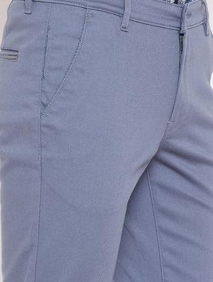 blue solid chinos - 16298306 - Standard Image - 5