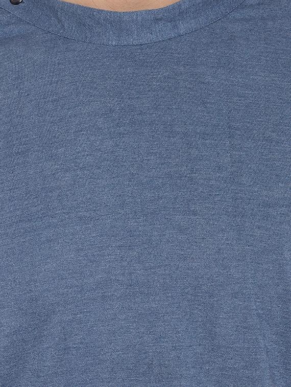 blue cotton blend asymmetric kurta - 16298546 - Zoom Image - 5