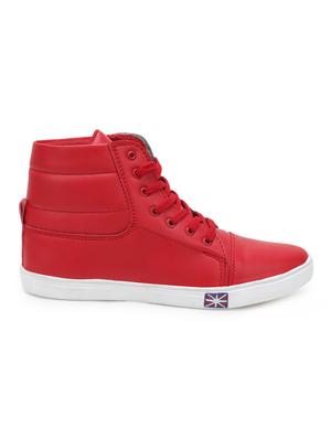 red leatherette lace up sneakers - 16298692 - Standard Image - 2