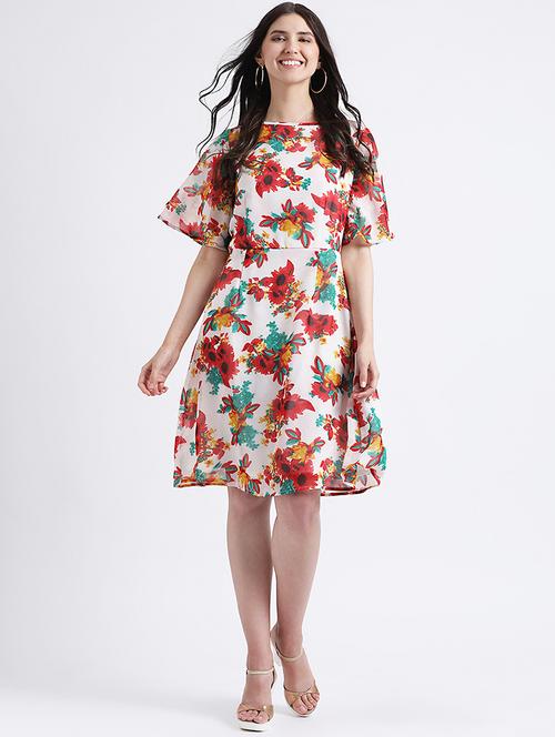 ruffle sleeved floral a-line dress - 16298862 - Standard Image - 1