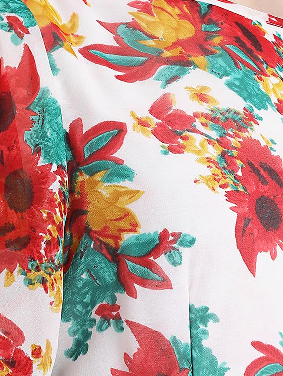 ruffle sleeved floral a-line dress - 16298862 - Zoom Image - 5