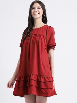 ruffle detail a-line dress - 16298864 - Standard Image - 2