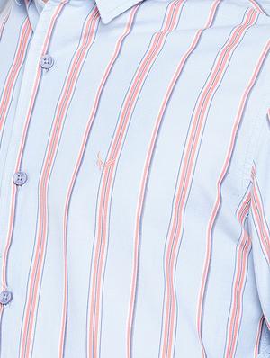 blue slim fit striped casual shirt - 16299004 - Standard Image - 5