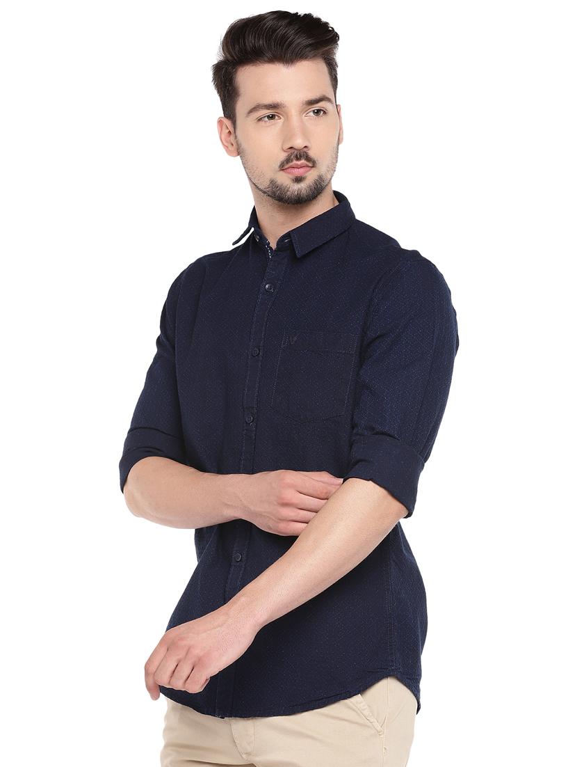 blue slim fit casual denim shirt - 16299006 - Zoom Image - 2