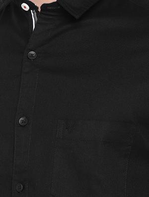black regular fit solid casual shirt - 16299019 - Standard Image - 5