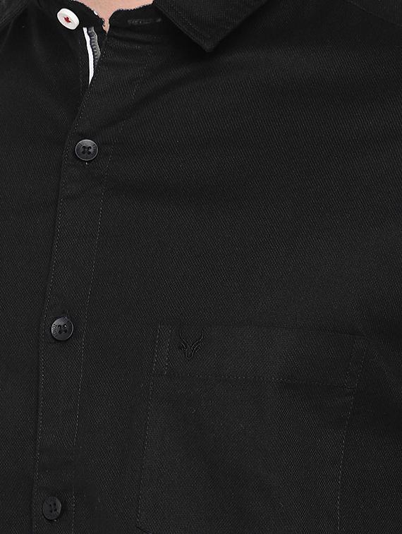 black regular fit solid casual shirt - 16299019 - Zoom Image - 5