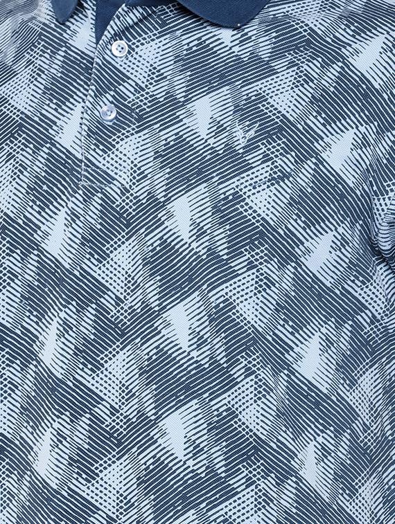 blue regular fit geometric print polo t-shirt - 16299040 - Zoom Image - 5