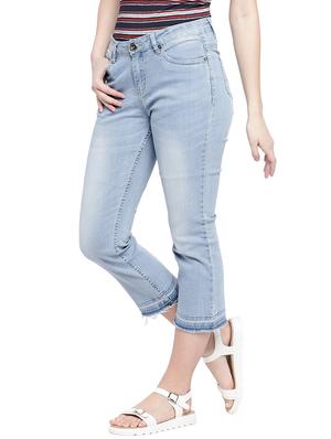 frayed hem stone washed cropped jeans - 16299125 - Standard Image - 2