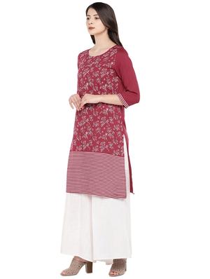 floral printed straight kurta - 16299151 - Standard Image - 2
