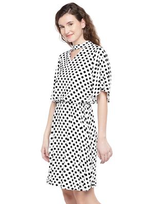 choker neck polka dots blouson dress - 16299207 - Standard Image - 2