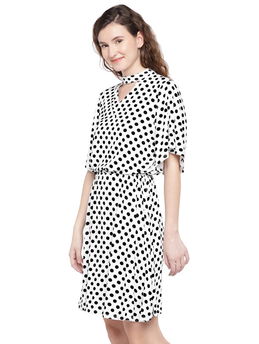 choker neck polka dots blouson dress - 16299207 - Zoom Image - 2